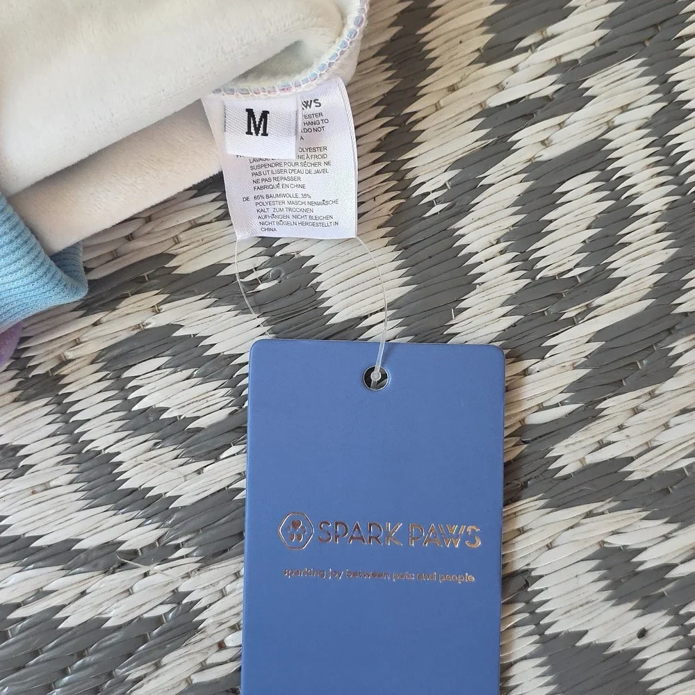 NWT Spark Paws Velvet 90's Retro Colorful Tie-Dye Dog Hoodie In Size Med H19 - Picture 5 of 5